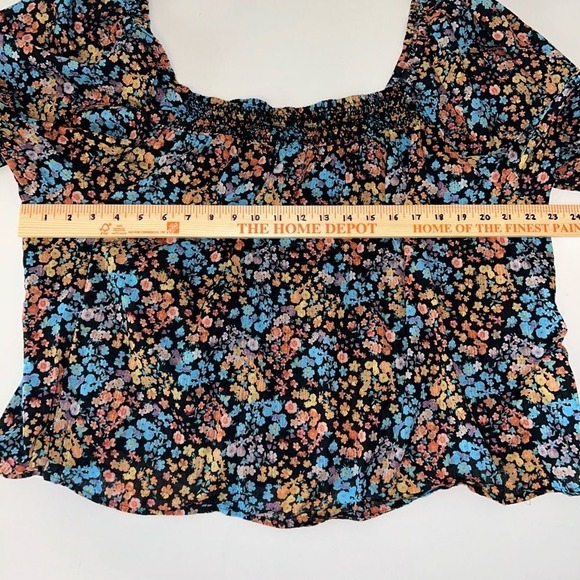 a.n.a. woman's ruched off shoulder floral‎ navy short sleeve flowy top size 2X - Picture 8 of 8